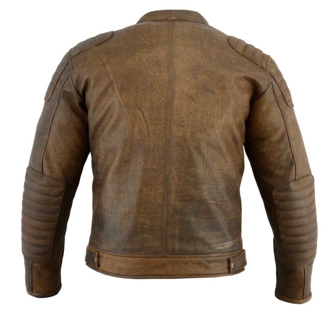 RAXUS Vintage Motorcycle Jacket Men Leather R-50 Brown - Image 3