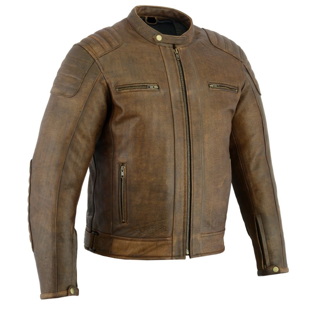 RAXUS Vintage Motorcycle Jacket Men Leather R-50 Brown - Image 2